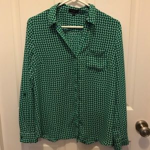 The Limited green and white blouse
